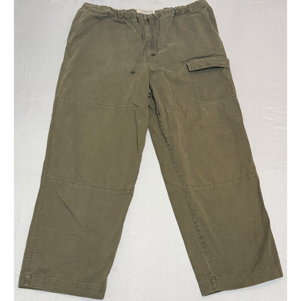 Vintage Structure Pants Men’s Large 32 X-Pants Dark Olive Drawstring Y2K 90s